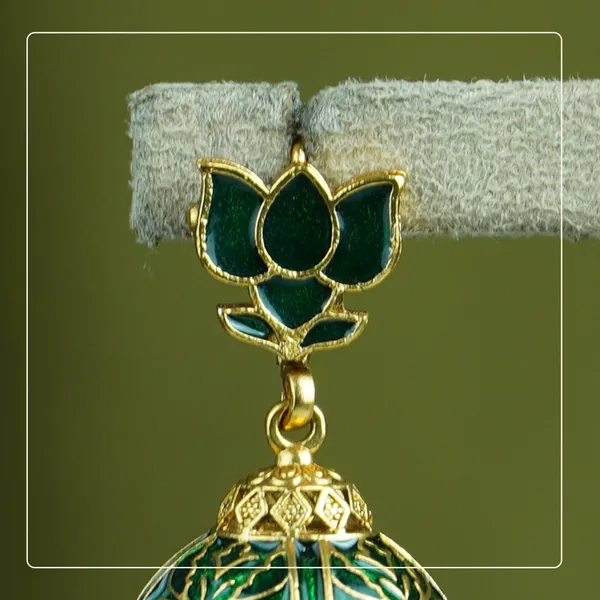 Padmita__Palakka_Lotus_Hook-Style_Matte_Finish_Jhumki_|_Divine_Festive_Collection_by_Pinak_Jewel