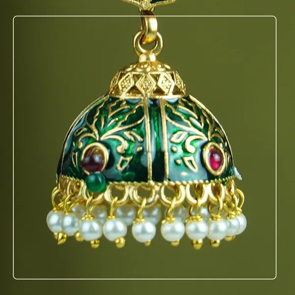 Padmita__Palakka_Lotus_Hook-Style_Matte_Finish_Jhumki_|_Divine_Festive_Collection_by_Pinak_Jewel