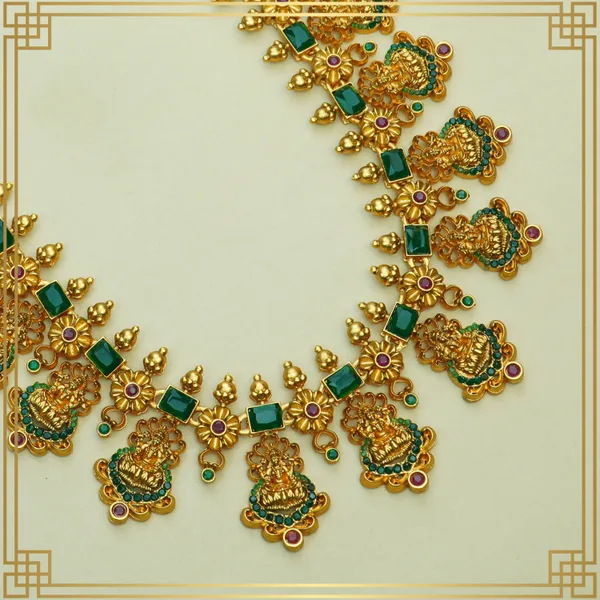 Heirloom_Treasures_Long_Necklace_And_Earrings_Set_|_South_Indian_Jewellery