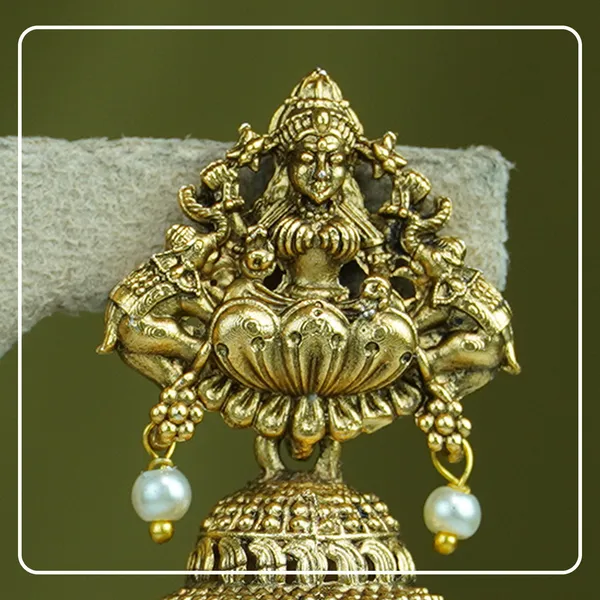 Indrani_Antique_Lakshmi_Jhumki_|_Divine_Festive_Collection_by_Pinak_Jewel