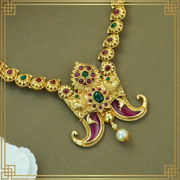 Multicolor_Alloy_Premium_Earring_&_Pendant_Combo_Set|_South_Indian_Jewellery