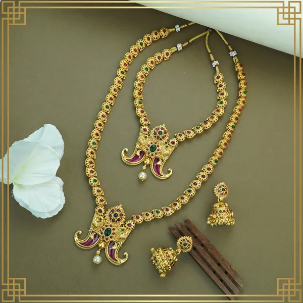Multicolor_Alloy_Premium_Earring_&_Pendant_Combo_Set|_South_Indian_Jewellery