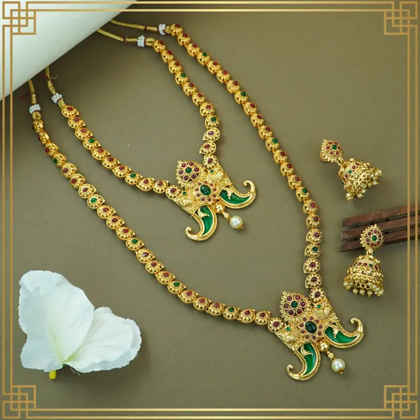Multicolor_Alloy_Premium_Earring_&_Pendant_Combo_Set|_South_Indian_Jewellery