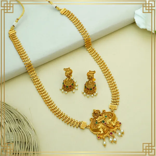 One_Of_A_Kind_Long_Necklace_And_Earrings_Set_|_South_Indian_Jewellery