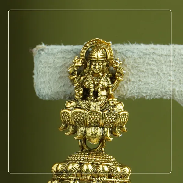 Janvika_Jhumka_|_Small_Temple_Earrings_with_Lakshmi_Motif