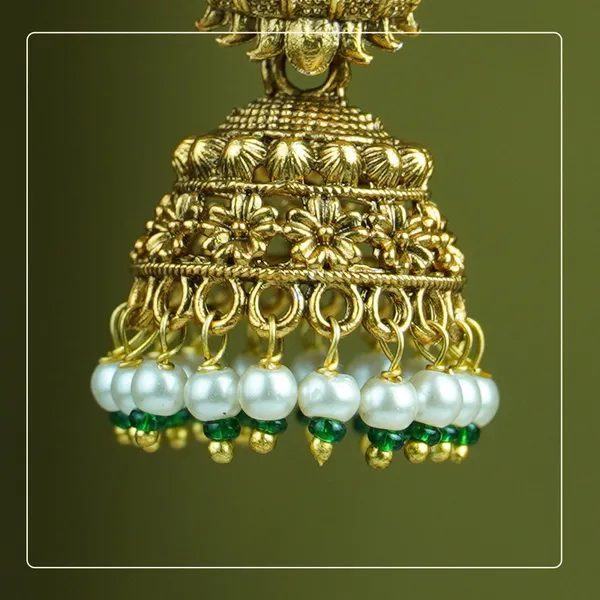 Janvika_Jhumka_|_Small_Temple_Earrings_with_Lakshmi_Motif