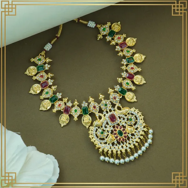 Antique_Gold_Plated_Temple_Jewellery_Peacock_Combo_Set_|_South_Indian_Jewellery
