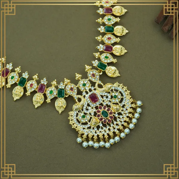 Antique_Gold_Plated_Temple_Jewellery_Peacock_Combo_Set_|_South_Indian_Jewellery