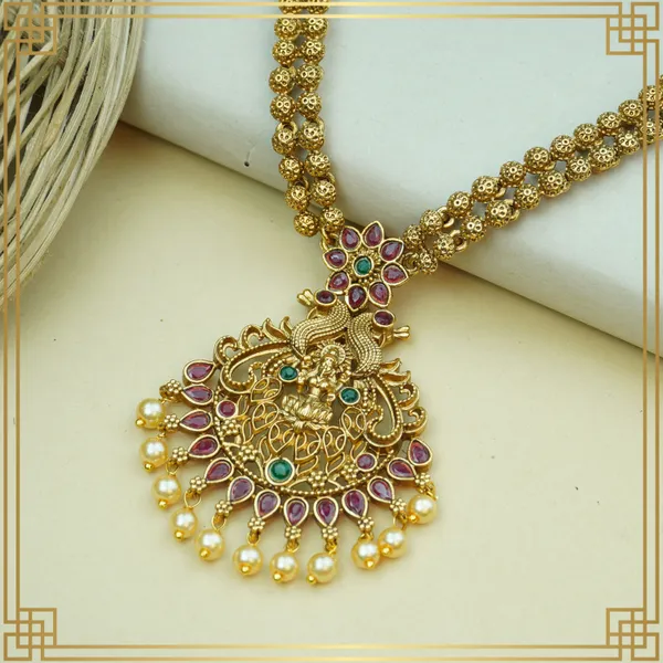 Modern_Temple_Long_Necklace_And_Earrings_Set_|_South_Indian_Jewellery