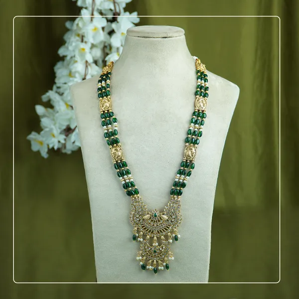 Mayurika_Long_Set_|_Peacock_Design_Kemp_Stone_Necklace_with_Beaded_Mala