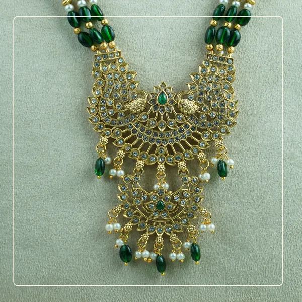Mayurika_Long_Set_|_Peacock_Design_Kemp_Stone_Necklace_with_Beaded_Mala