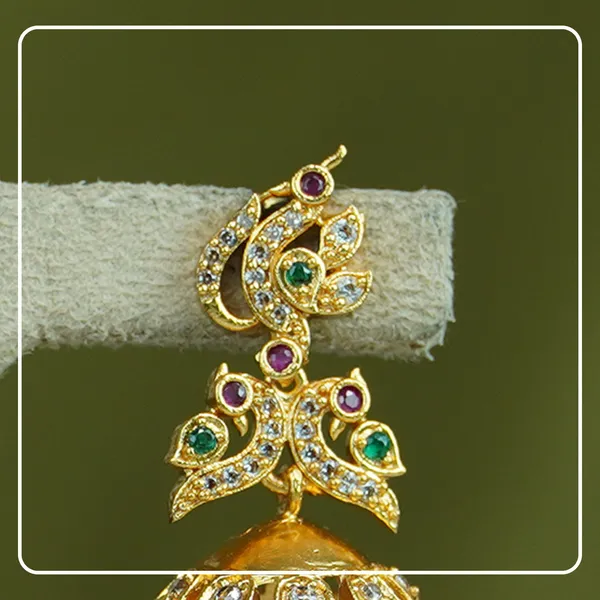 Jyotsavi__Premium_Brass_Peacock_Jhumka_with_AD_Stonework_|_Divine_Festive_Collection_by_Pinak_Jewel