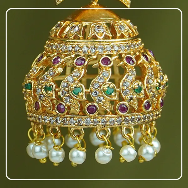 Jyotsavi__Premium_Brass_Peacock_Jhumka_with_AD_Stonework_|_Divine_Festive_Collection_by_Pinak_Jewel