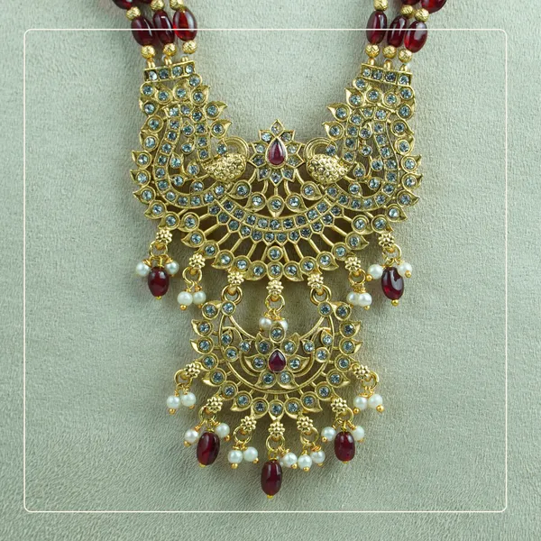 Mayurika_Long_Set_|_Peacock_Design_Kemp_Stone_Necklace_with_Beaded_Mala