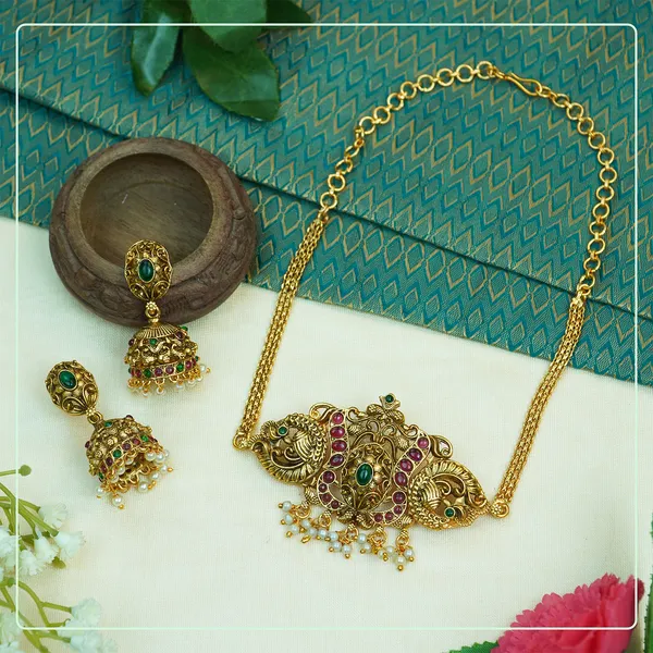 Multicolor_Alloy_Premium_Earring_&_Necklace_Set_|_South_Indian_Jewellery