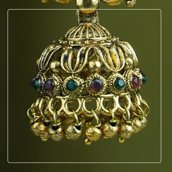 Jyotika_Jhumka_|_Small_Temple_Jewellery_Earrings_with_Lakshmi_Design