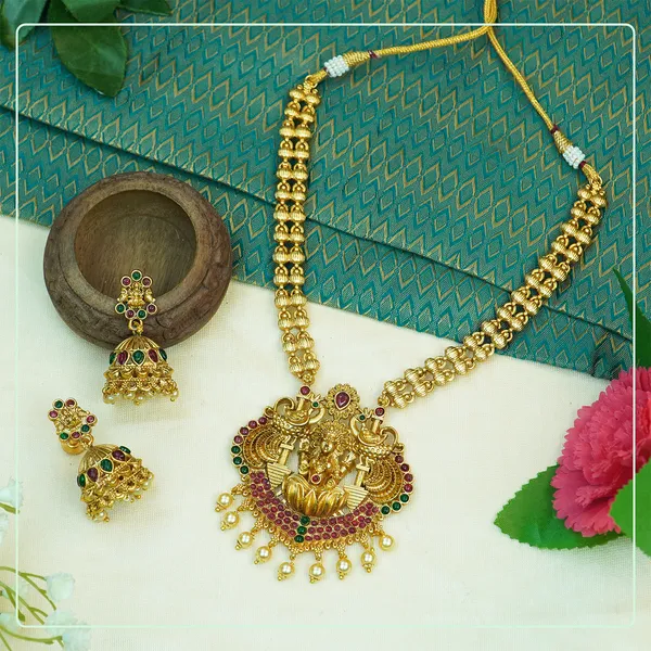 Multicolor_Alloy_Premium_Earring_&_Necklace_Set_|_South_Indian_Jewellery