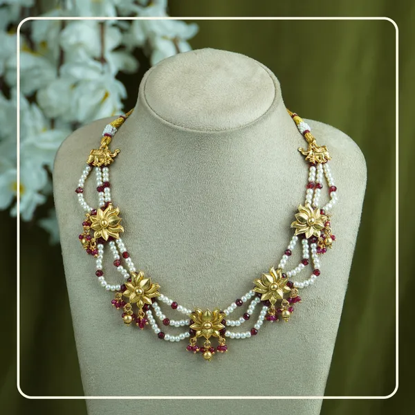 Jyotipadmika_Necklace_|_Radiant_Pearl_Mala_with_Lotus_Design