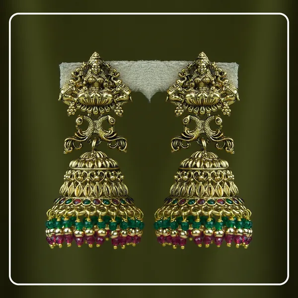 Indumati__Lakshmi_&_Peacock_Matte_Finish_Jhumki_|_Divine_Festive_Collection_by_Pinak_Jewel