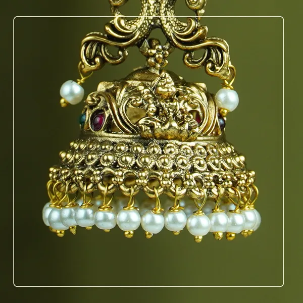 Janmika_Medium_Lakshmi_&_Peacock_Jhumki_with_Pearls_|_Divine_Festive_Collection_by_Pinak_Jewel