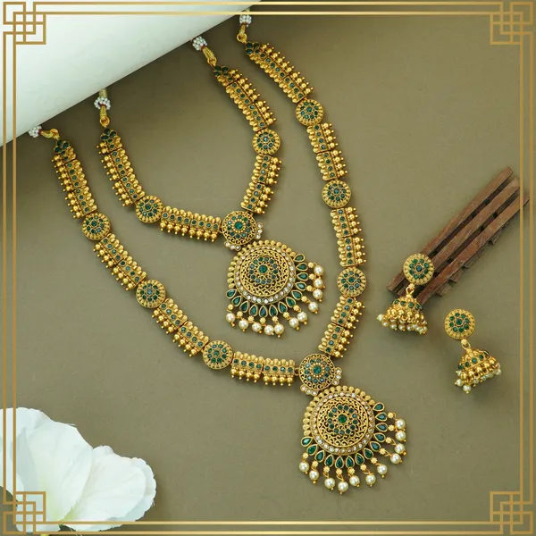 Gold_&_Green_Alloy_Premium_Earring_&_Necklace_Combo_Set_|_South_Indian_Jewellery