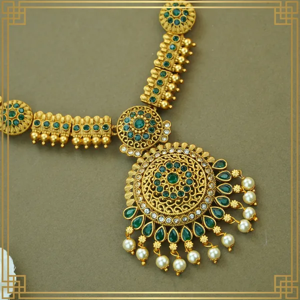 Gold_&_Green_Alloy_Premium_Earring_&_Necklace_Combo_Set_|_South_Indian_Jewellery