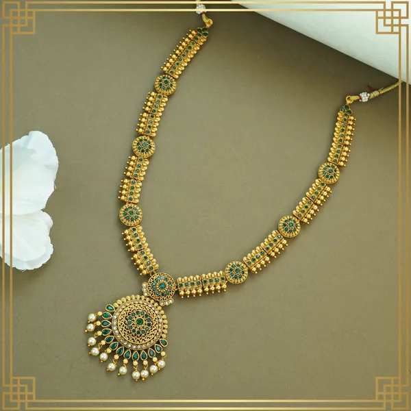 Gold_&_Green_Alloy_Premium_Earring_&_Necklace_Combo_Set_|_South_Indian_Jewellery