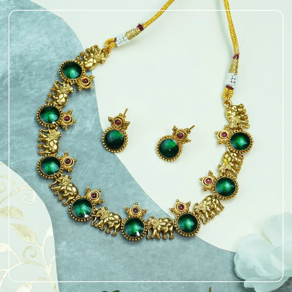 Palakka_Enamel_Elephant_Temple_Necklace_Lightweight_Everyday_Elegance
