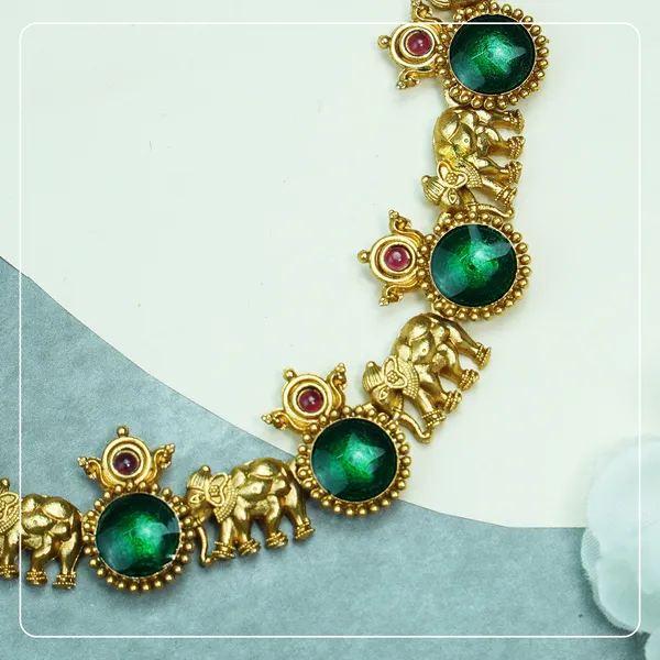 Palakka_Enamel_Elephant_Temple_Necklace_Lightweight_Everyday_Elegance