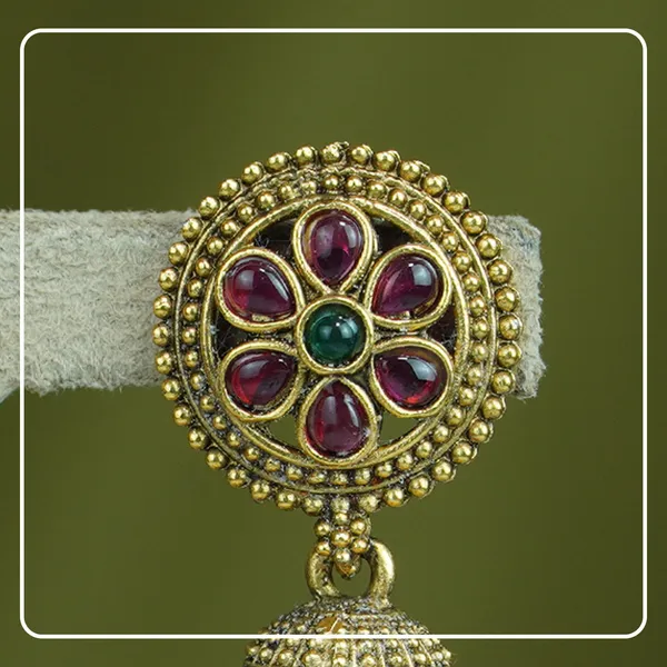 Kamika__Flower-Designed_Hook-Style_Matte_Finish_Jhumki_with_Kemp_Stones_|_Divine_Festive_Collection_by_Pinak_Jewel