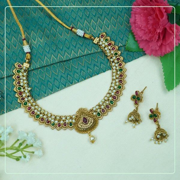 Multicolor_Alloy_Premium_Earring_&_Necklace_Set_|_South_Indian_Jewellery