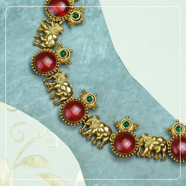 Palakka_Enamel_Elephant_Temple_Necklace_Lightweight_Everyday_Elegance