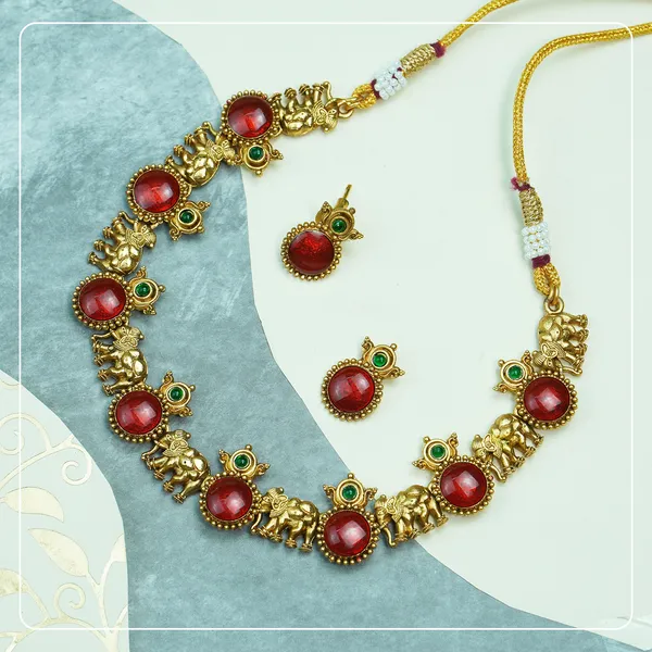 Palakka_Enamel_Elephant_Temple_Necklace_Lightweight_Everyday_Elegance