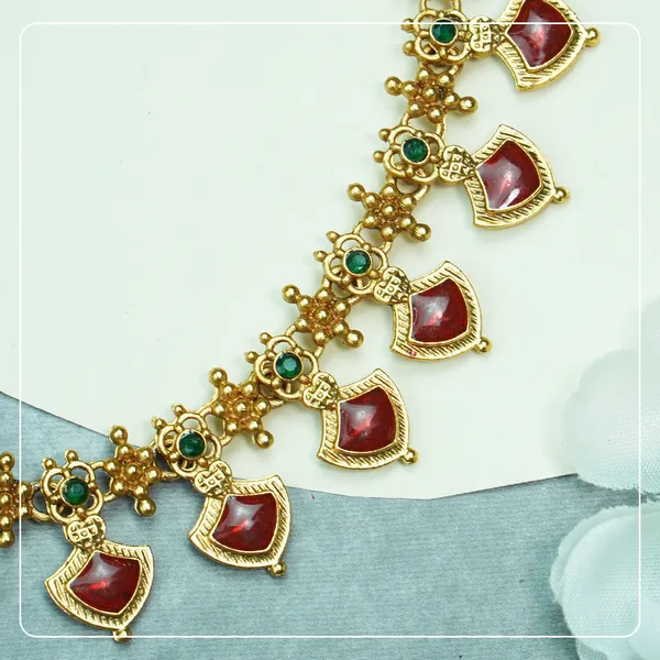 Palakka_Enamel_Floral_Temple_Necklace_Lightweight_Everyday_South_Indian_Jewelry