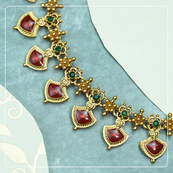 Palakka_Enamel_Floral_Temple_Necklace_Lightweight_Everyday_South_Indian_Jewelry