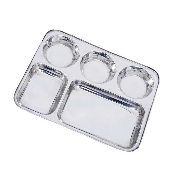 5_in1_Compartment_Divided_Plate_-_Bhojan_Thali_Steel_-_Mess_Tray_-_Dinner_Plate_Divided_Plate/Thali/Mess_Tray_Silver_(Pack_of_2)
