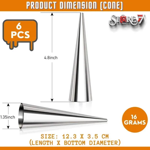 6_Pcs_DIY_Non-Stick_Stainless_Steel_Baking_Cones_Set._Spiral_Horn_Pastry_Cream_Roll_Tubes/Cake_Cone_Mold/Cannoli_Forms/Croissant_Shell_Metal_Ice_Cream_Roll/Funnel_Shape/Kitchen/Party