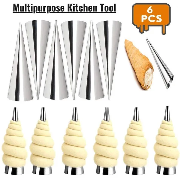 6_Pcs_DIY_Non-Stick_Stainless_Steel_Baking_Cones_Set._Spiral_Horn_Pastry_Cream_Roll_Tubes/Cake_Cone_Mold/Cannoli_Forms/Croissant_Shell_Metal_Ice_Cream_Roll/Funnel_Shape/Kitchen/Party