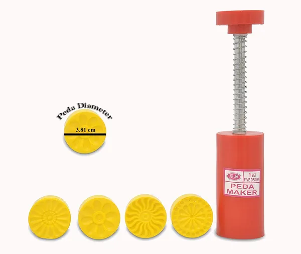 Peda_Maker_Press_Stamp|5_In_1_Peda_Shape_Maker|Plastic_Peda_Stamping_Mould_Kitchen_Accessories,_1.5_Inch,_Yellow