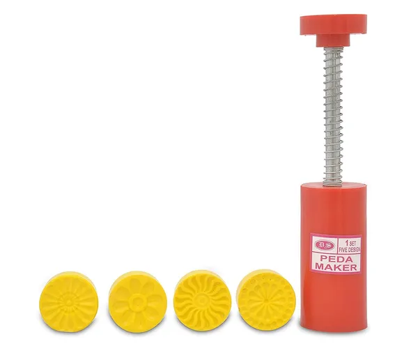 Peda_Maker_Press_Stamp|5_In_1_Peda_Shape_Maker|Plastic_Peda_Stamping_Mould_Kitchen_Accessories,_1.5_Inch,_Yellow