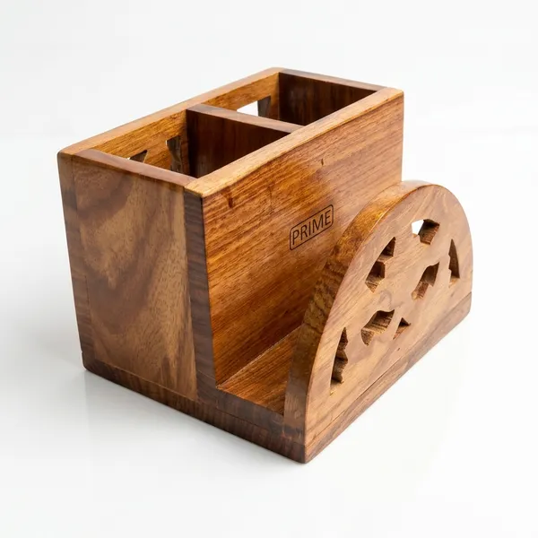 Prime_Bakers_and_Moulders_Wooden_Desk_Organiser,_Handcrafted,_Vintage_Style,_2_Compartment_Pen_Holder,_Desktop_Caddy_for_Pens,_Pencils,_Spoon,_Fork_and_Brushes_and_Tissues