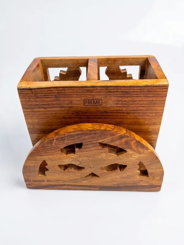 Prime_Bakers_and_Moulders_Wooden_Desk_Organiser,_Handcrafted,_Vintage_Style,_2_Compartment_Pen_Holder,_Desktop_Caddy_for_Pens,_Pencils,_Spoon,_Fork_and_Brushes_and_Tissues