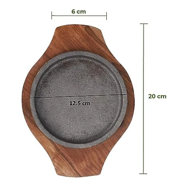 SHEESHAM_Small_Dessert_Serving_Plate_Brownie_Sizzler_Tray_with_Wooden_Base,_5_inch