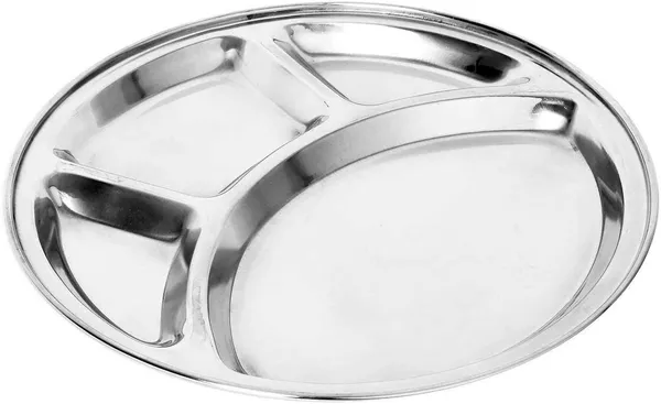 Prime_Baker_and_Moulders_Stainless_Steel_Bhojan_Thali_Round,_Compartment_4_Divided_Dinner_Plate_(Set_of_2)