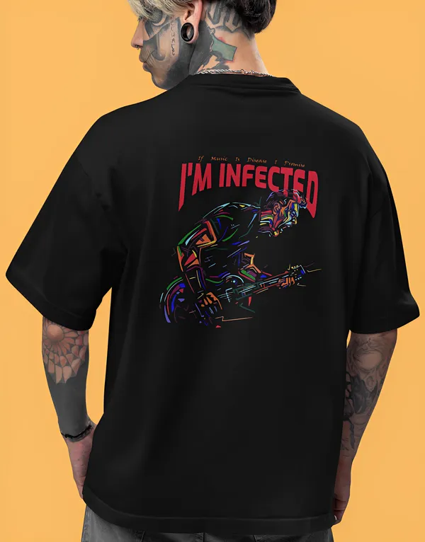 TOFFTEES_Music_Popular_Oversized_Infected_Half_Sleeves_Black_T-shirt_|___(200_GSM)