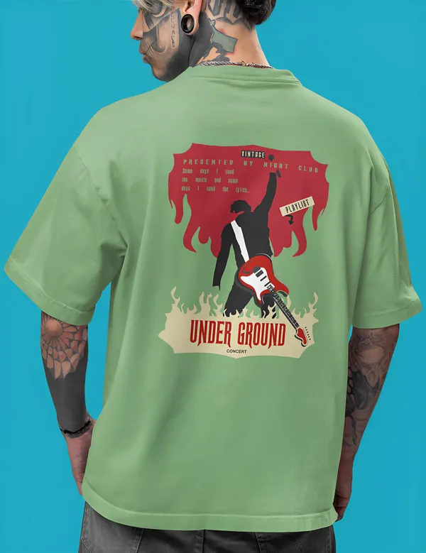 TOFFTEES_Music_Popular___(200_GSM)_Oversized_Underground_Half_Sleeves_Mint_Green_T-shirt