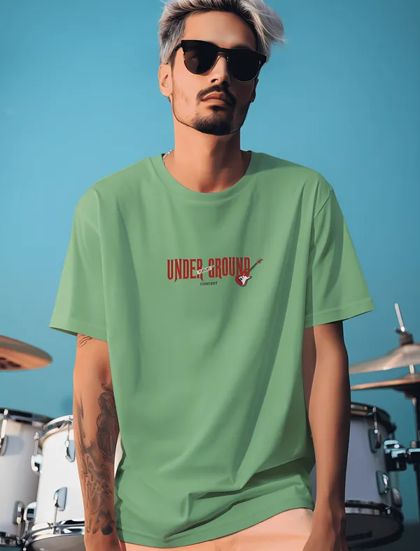 TOFFTEES_Music_Popular___(200_GSM)_Oversized_Underground_Half_Sleeves_Mint_Green_T-shirt