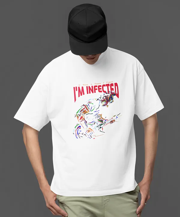 TOFFTEES_Premium_French_Terry_Fabric__(220_GSM)_White_Oversized_Infected_Half_Sleeves_T-shirt