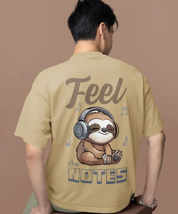 TOFFTEES_Premium_French_Terry_Fabric__(220_GSM)_Beige_Oversized_FeelTheNote_Half_Sleeves_T-shirt