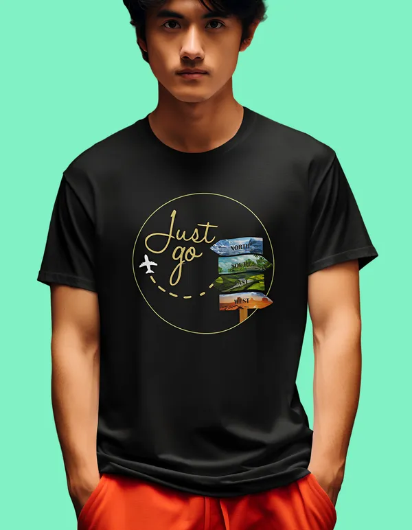 TOFFTEES_Black_Just_Go_Half_Sleeves_T-Shirt_|_HD_Print_With_100%_Cotton